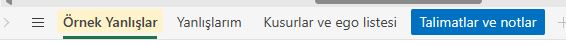KKG tablosundaki çeşitli çalışma sayfaları