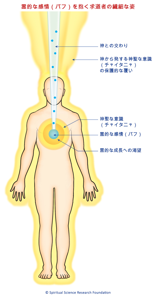  霊的な感情（バフ）を抱く求道者の繊細な姿 