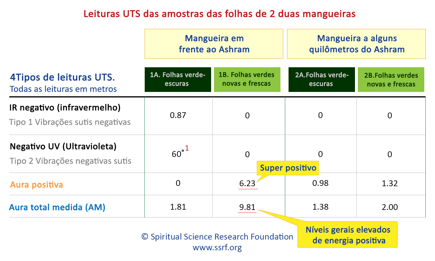 Leituras UTS das amostras das folhas de 2 duas mangueiras